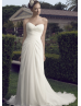 Sweetheart Neckline Ivory Pleated Chiffon Sweep Train Prom Dress